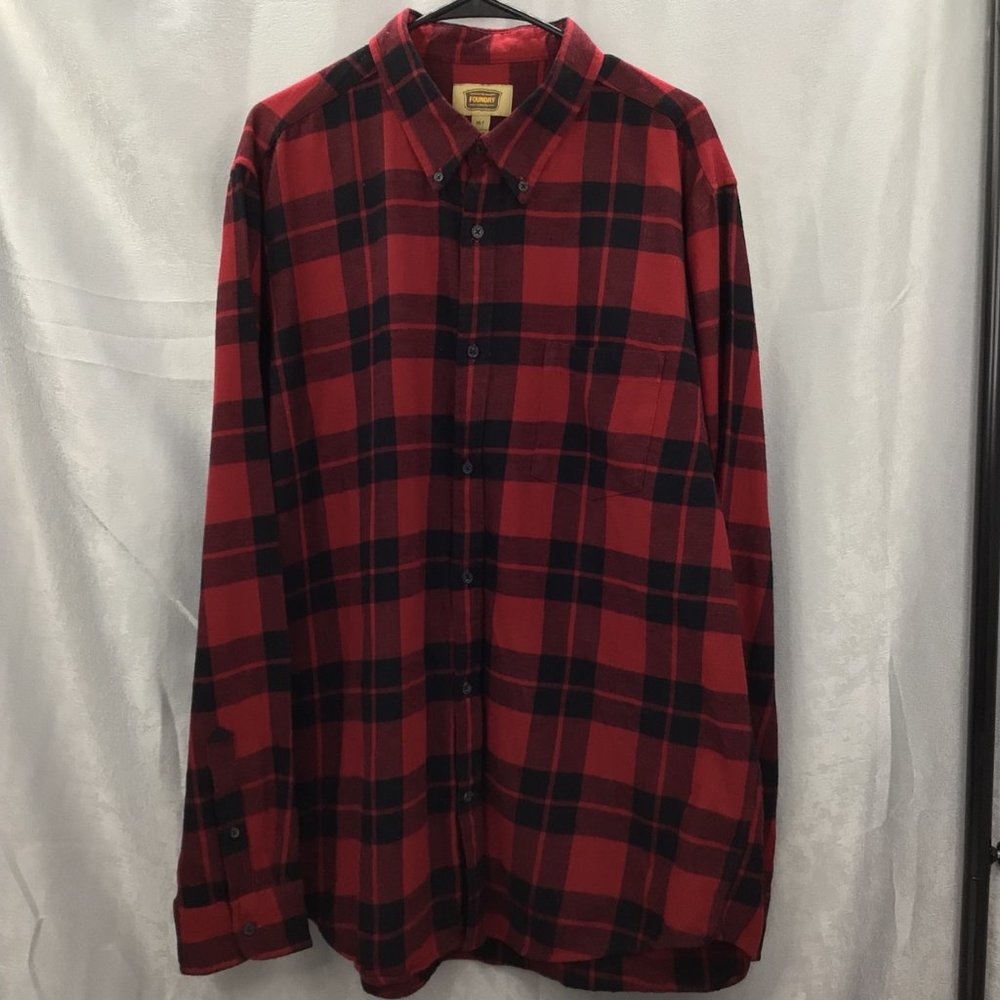 THE FOUNDRY SUPPLY CO. MEN'S FLANNEL PLAID RED/BLACK XLT